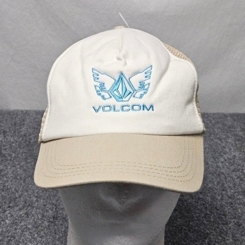 Vintage Volcom Trucker Hat Khaki Wings N Things Snapback Cap Skate Surf Y2K